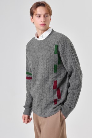 Cable Round Neck Wool Pattern Knit