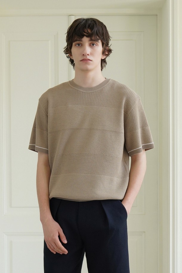 pelote - 스웨터 - Round Mix knit Top