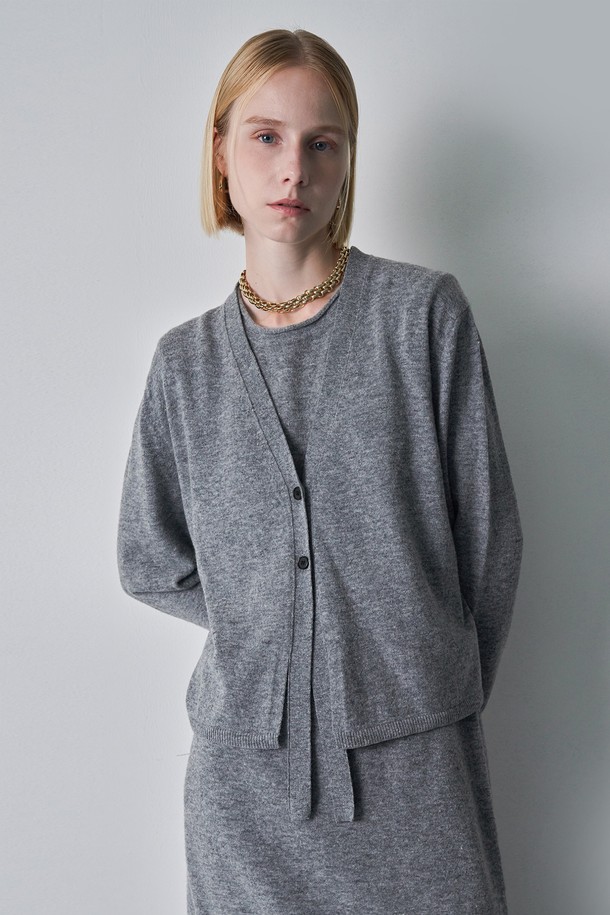 pelote - 가디건 - Cashmere blended cardigan (Grey)