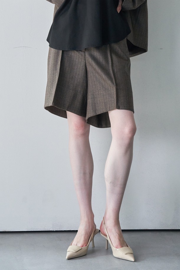 pelote - 롱/미디팬츠 - CAMPORE PURE WOOL MIDI PANTS (Brown)