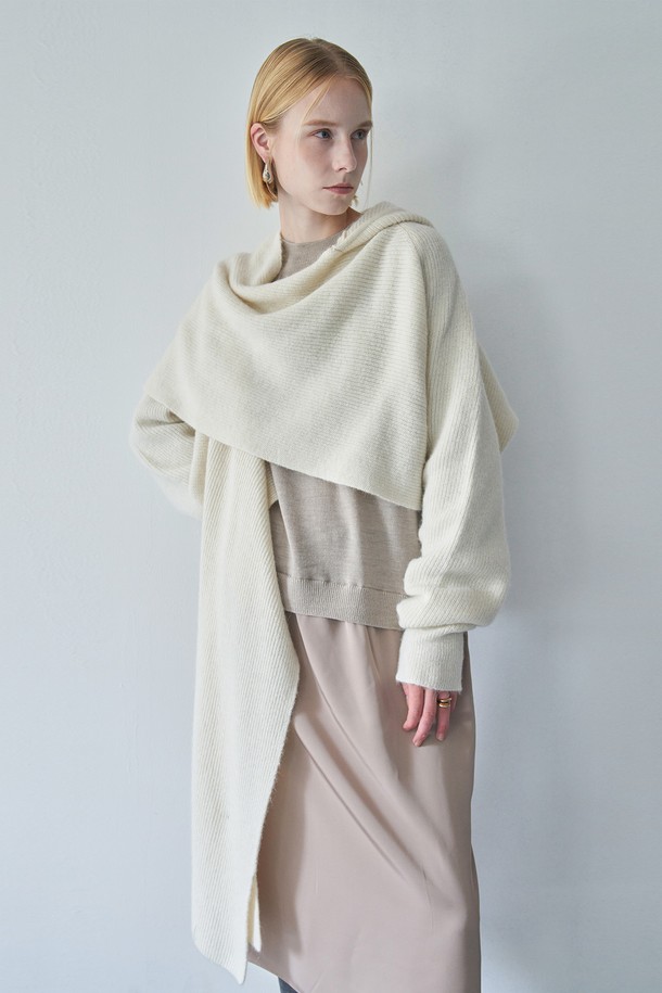 pelote - 스카프/머플러 - WOOL HOODY BOLERO (Off White)