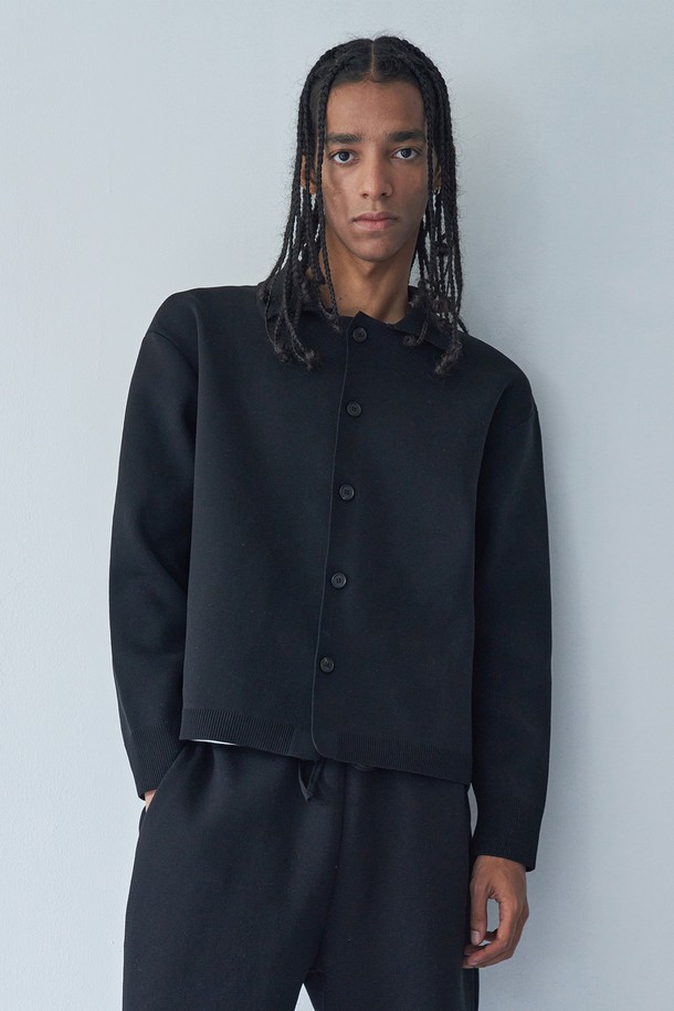 pelote - 가디건 - Stretch knit jacket (Black)