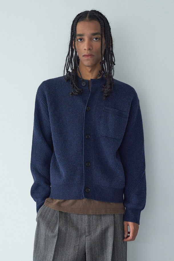 pelote - 가디건 - One pocket cardigan (Navy)