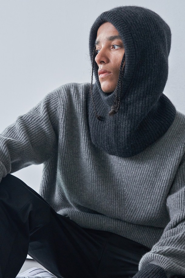 pelote - 모자 - MOHAIR WOOL BLENDED BALACLAVA (Gray)