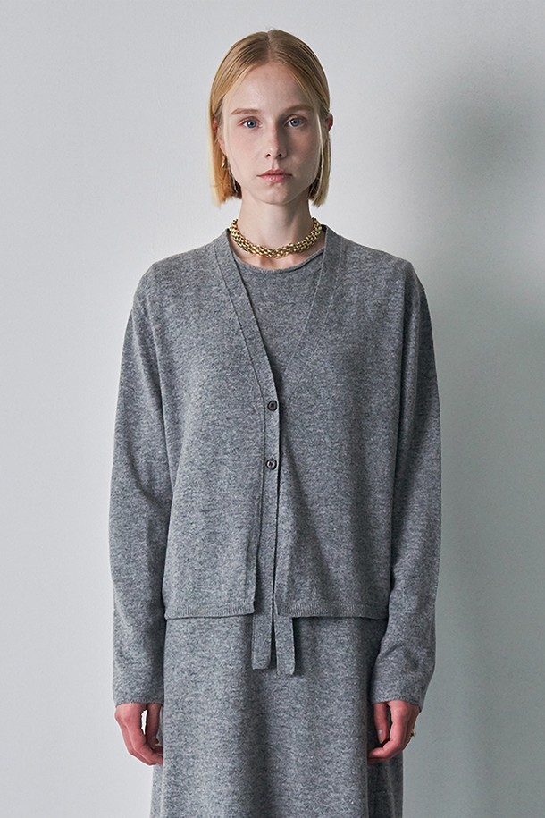 pelote - 가디건 - Cashmere blended cardigan (Grey)