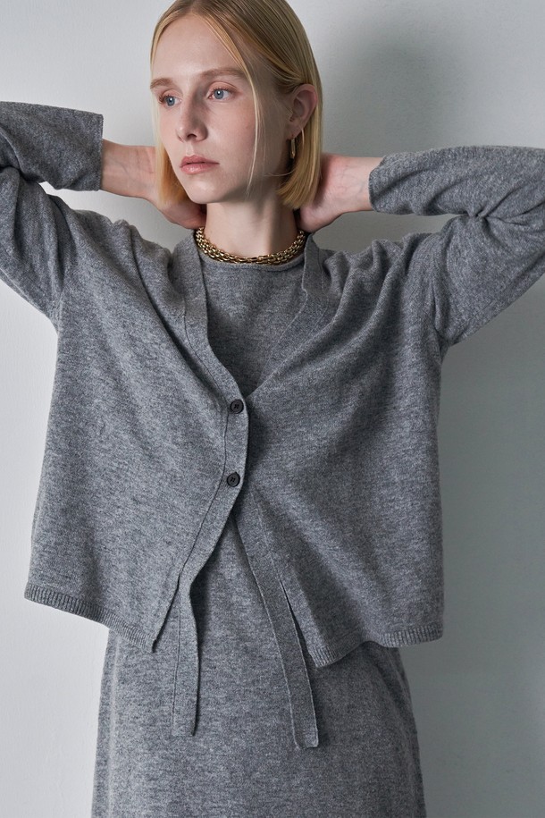 pelote - 가디건 - Cashmere blended cardigan (Grey)