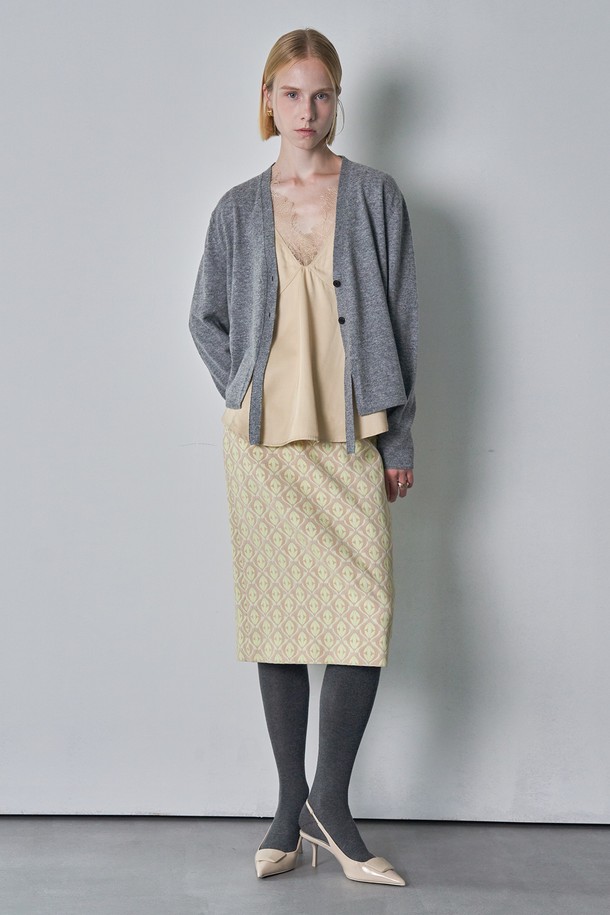 pelote - 미디스커트 - BRECO JACQUARD MIDI SKIRT (Beige)