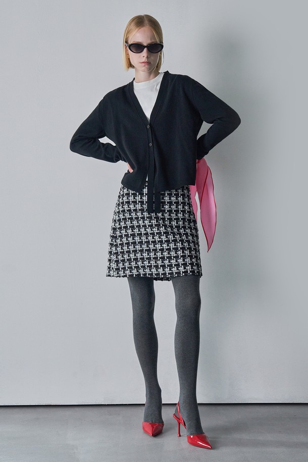 pelote - 미니스커트 - CAMPORE TWEED SKIRT (Black)