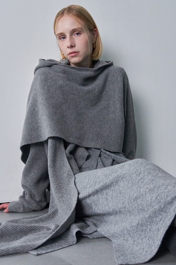 pelote - 스카프/머플러 - WOOL HOODY BOLERO (Grey)