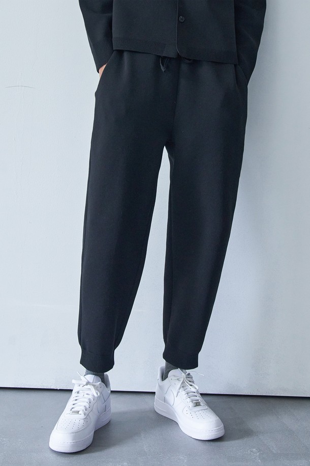 pelote - 캐주얼팬츠 - Stretch knit pants (Black)