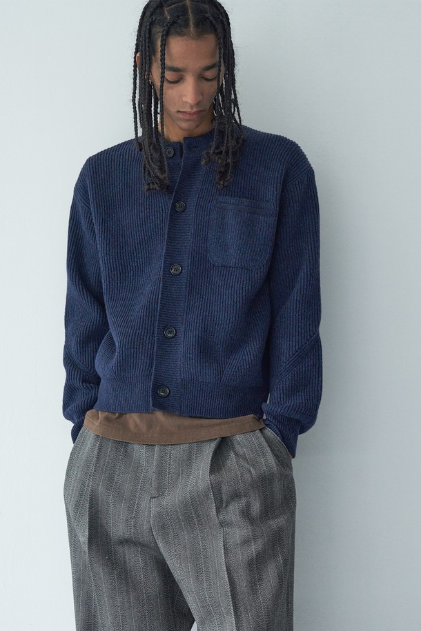 pelote - 가디건 - One pocket cardigan (Navy)