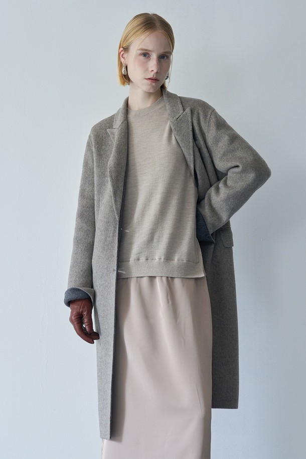 pelote - 코트 - TESSUTI CASHMERE BLEND WOOL HANDMADE COAT (Beige)