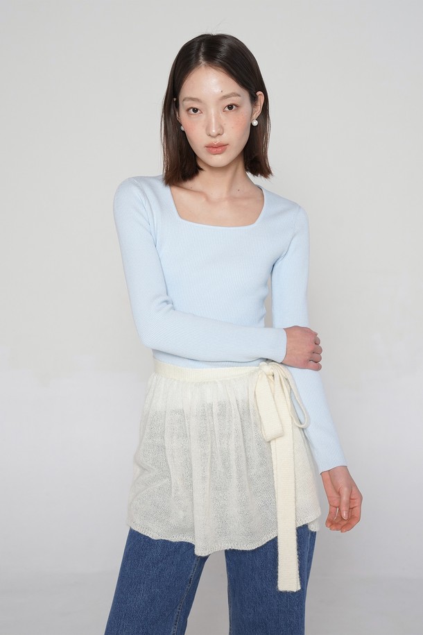 pelote - 미니스커트 - Mohair wrap knit skirt (Ivory)