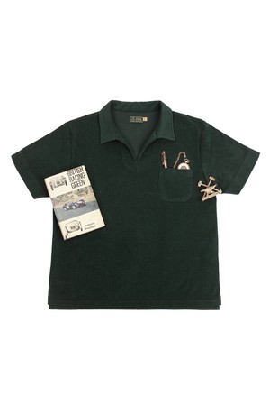 Leisure Terry Open Collar Polo Shirt - British Racing Green_GREEN-a