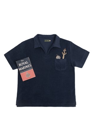 Leisure Terry Open Collar Polo Shirt - Dark Navy_NAVY-a
