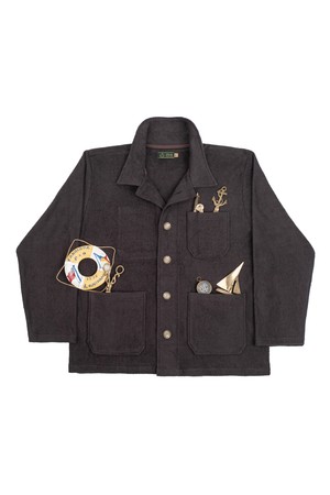 [테리 타올] Leisure Double-Face Terry Chore Shirt Jacket - Brown_BROWN-a