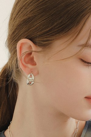 제이로렌 빅 볼드 체인 후프 실버 귀걸이 M03859
