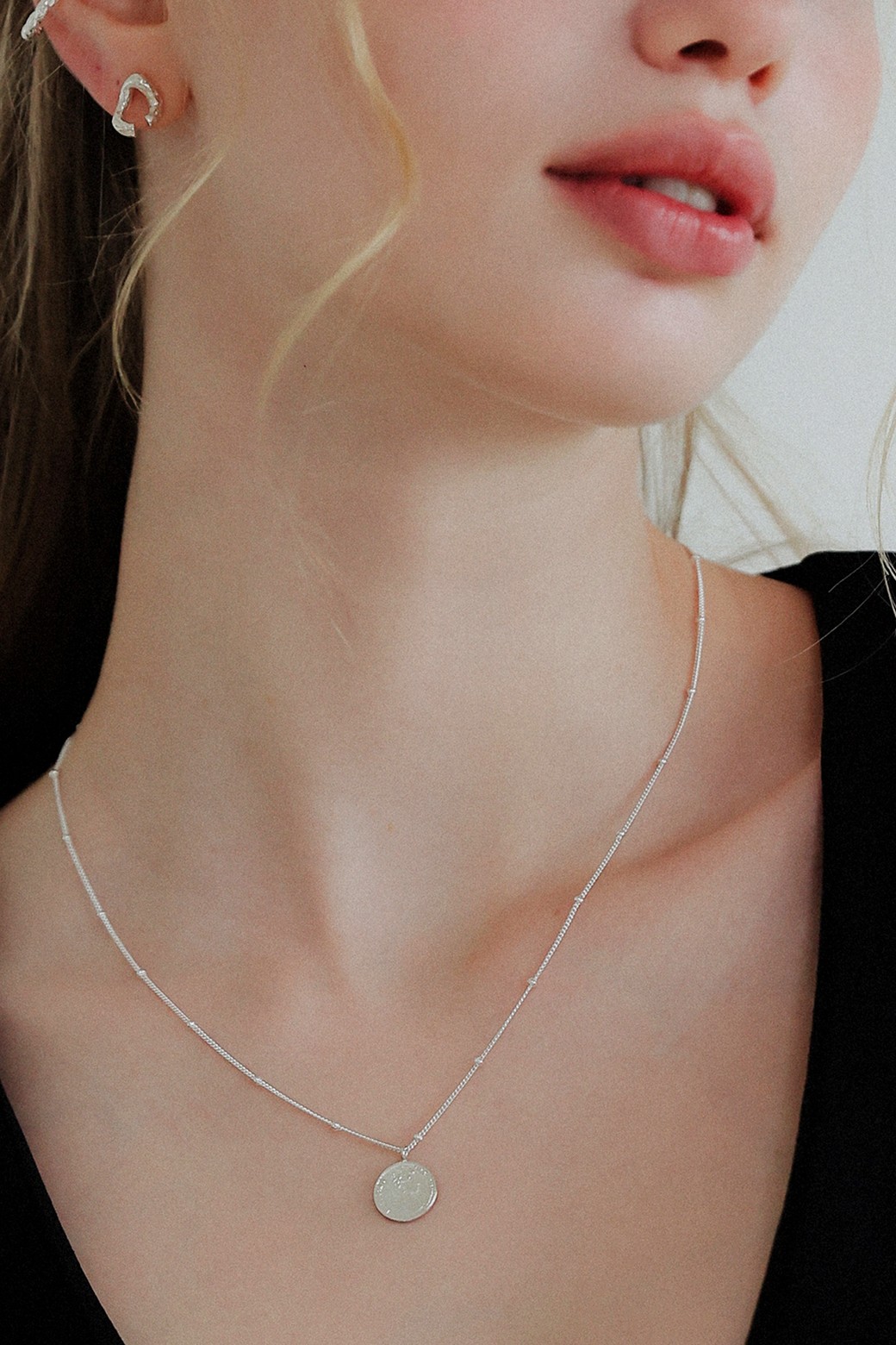 제이로렌] 코인 펜던트 볼체인 실버 목걸이