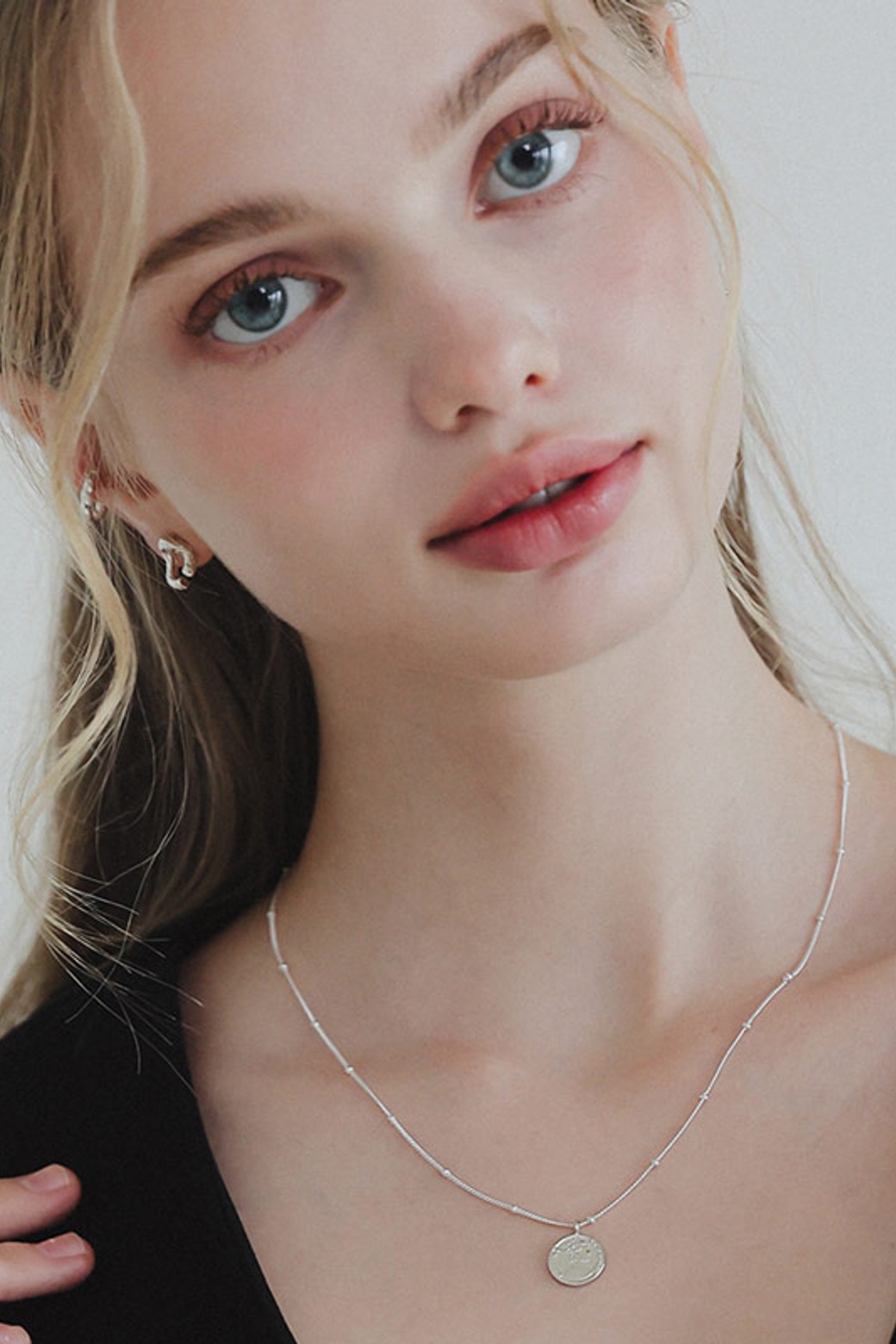 제이로렌] 코인 펜던트 볼체인 실버 목걸이