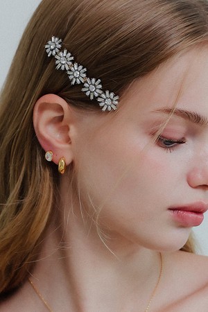 앤틱 진주 큐빅 플라워 자동 헤어핀 H01064