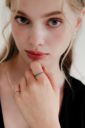 도트 유화 실버 오픈 반지 R0679