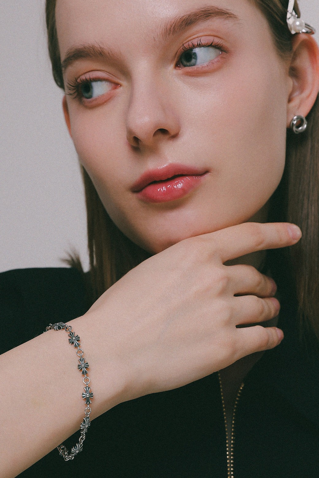 제이로렌] 앤틱 크로스 링크 실버 팔찌