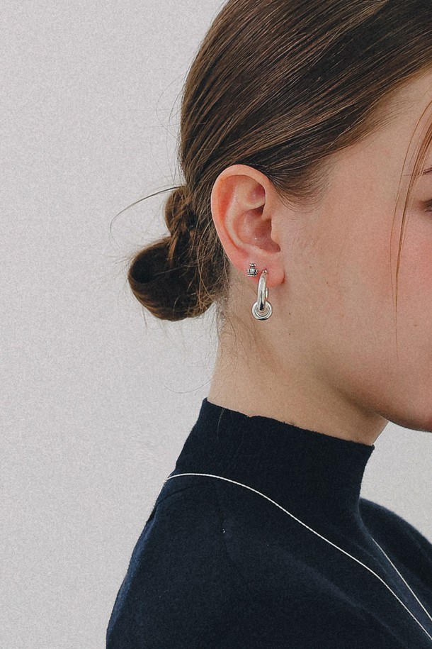 J.Lauren - 귀걸이 - 헝가리안 앤틱 크로스 크라운 실버 귀걸이 M04078