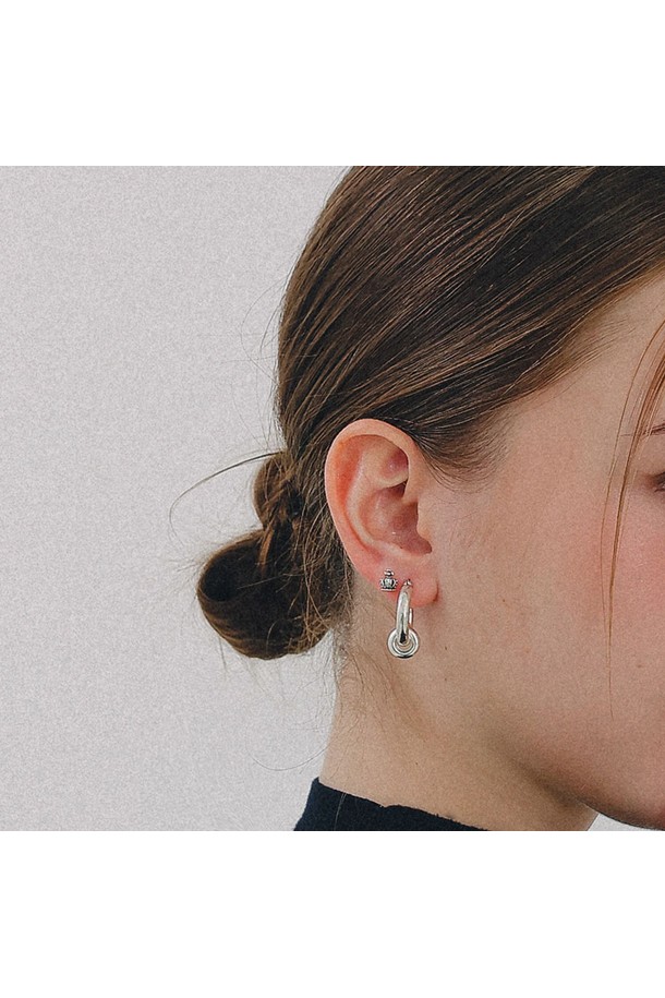 J.Lauren - 귀걸이 - 헝가리안 앤틱 크로스 크라운 실버 귀걸이 M04078