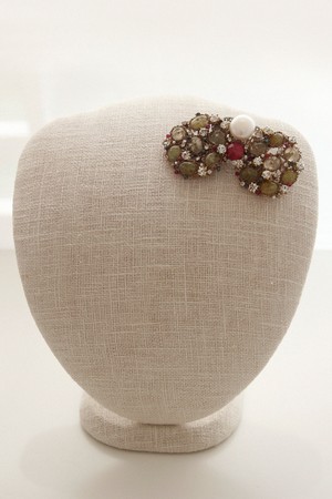 루비 진주 침수정 브로치 Bb0456