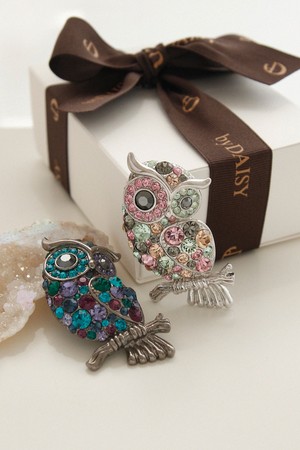 행운 부엉이 스왈 큐빅 브로치 Bh0225r