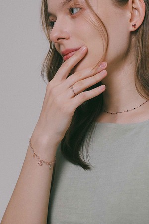 장미석 시트린 토파즈 로즈골드 실버 팔찌 B01050