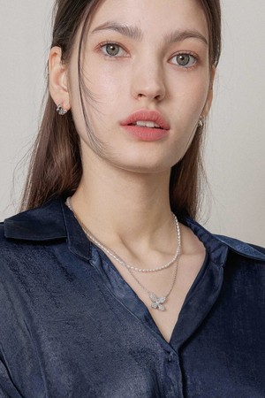 타원 진주 실버 목걸이 N01188