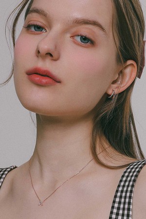 로즈골드 크로스 펜던트 큐빅 실버 목걸이 N01200