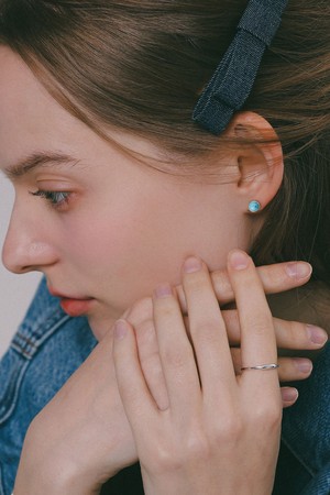 카보숑 라운드 라리마 실버 귀걸이 M03983