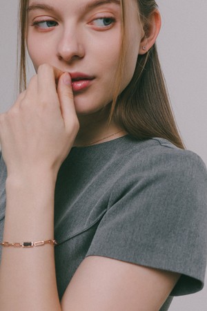 로즈골드 링크체인 래브라도 실버 팔찌 B01047