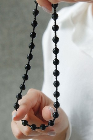 8mm 오닉스 원석 실버 목걸이 Bn0574