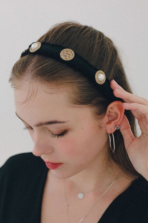 트위드 캐스팅 진주 헤어밴드 H01480