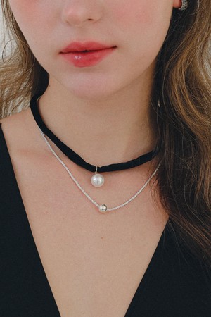 실버볼 니트체인 크런치 목걸이 N01237