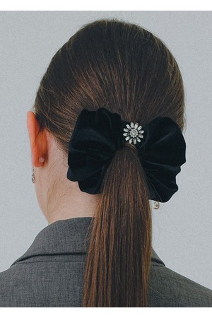 벨벳 큐빅 플라워 스크런치 H01486