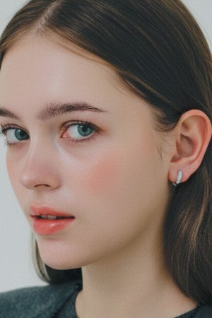 파베큐빅 원터치 실버 귀걸이 M04000