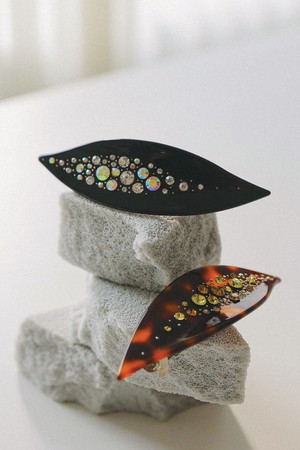 프랑스 나뭇잎 큐빅 자동핀 Bh0973