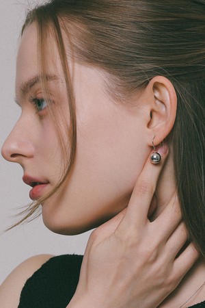 실버볼 드롭 후프 귀걸이 M03971