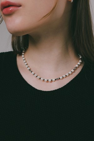 조개진주 크리스탈 실버 목걸이 N01224