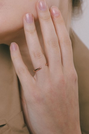 로즈골드 큐빅 오픈 실버 반지 R0434