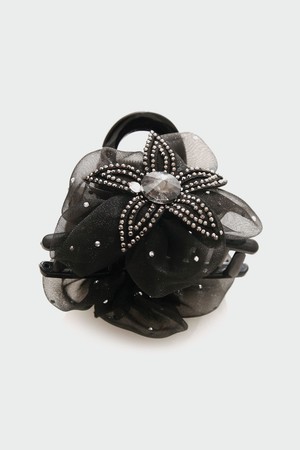 쉬폰 플라워 큐빅 집게핀 H01515