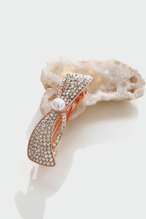 로즈골드 리본 진주 자동핀 H01521