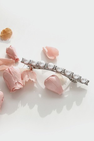 화이트 진주 더블큐빅 자동핀 H01522