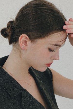 로즈골드 크로스 큐빅 실버 귀걸이 M03966