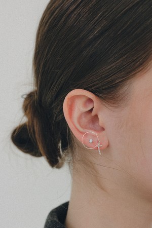 로즈골드 화이트큐빅 귀걸이 3pcs 세트 M04085