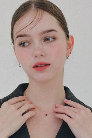 로즈골드 가넷 스퀘어 실버 목걸이 N01104